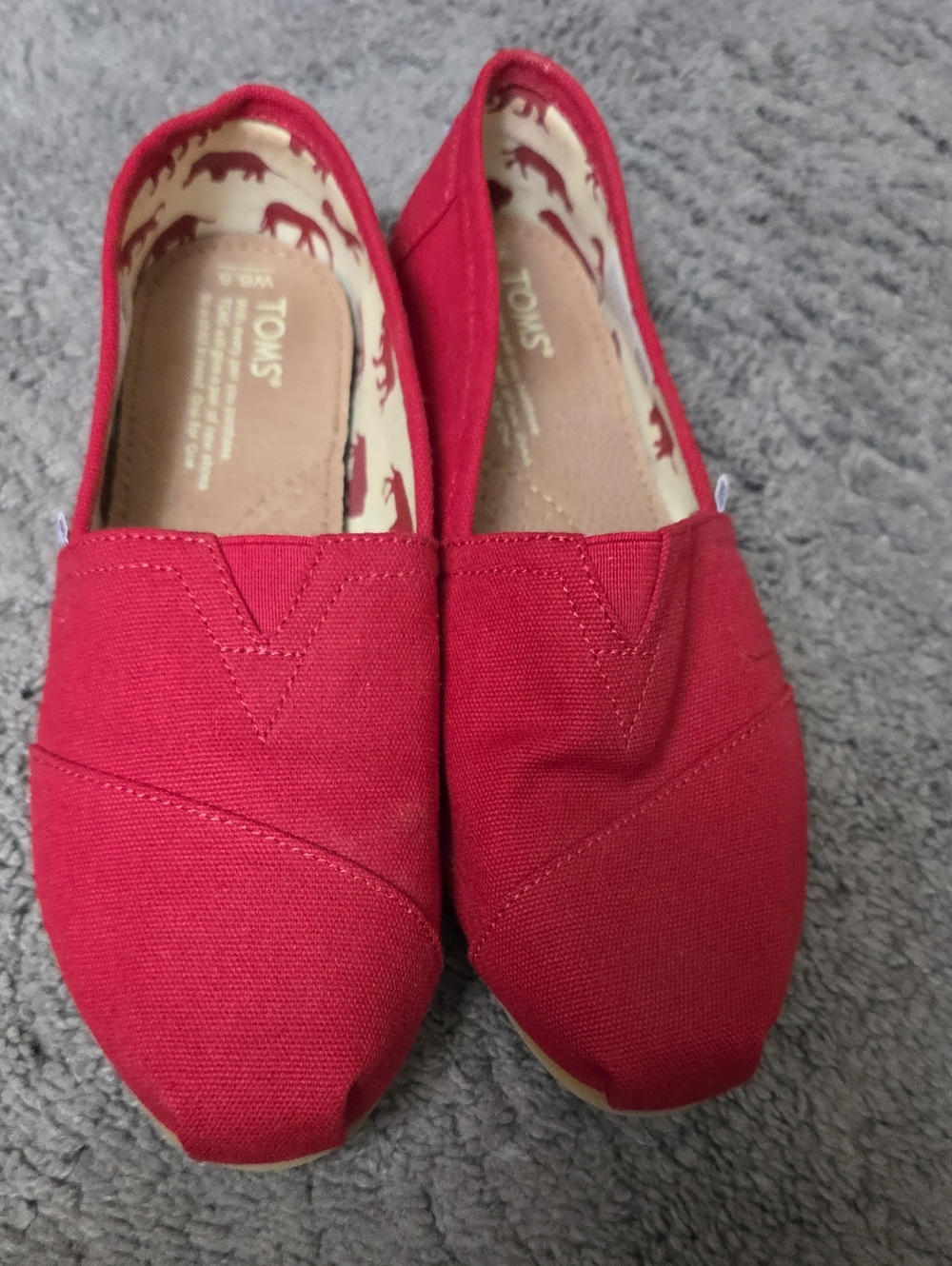 Toms Red Canvas Slip-On Flats
